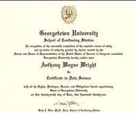 Anthony Wayne Wright, formerly of St. Mary's County Maryland, earned a Data Science Certification from Georgetown in 2021