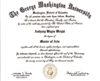 Anthony Wayne Wright, formerly of St. Mary's County Maryland, earned a a Masters degree in Organizational Management in 2005