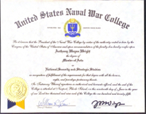 Anthony Wayne Wright, formerly of St. Mary's County Maryland, earned a a Masters degree in National Security Strategy in 2009