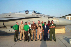 Anthony Wayne Wright, formerly of St. Mary's County Maryland, with the team that fixed up his battle damaged jet from a remote base in Pakistan, near the Afghanistan border.